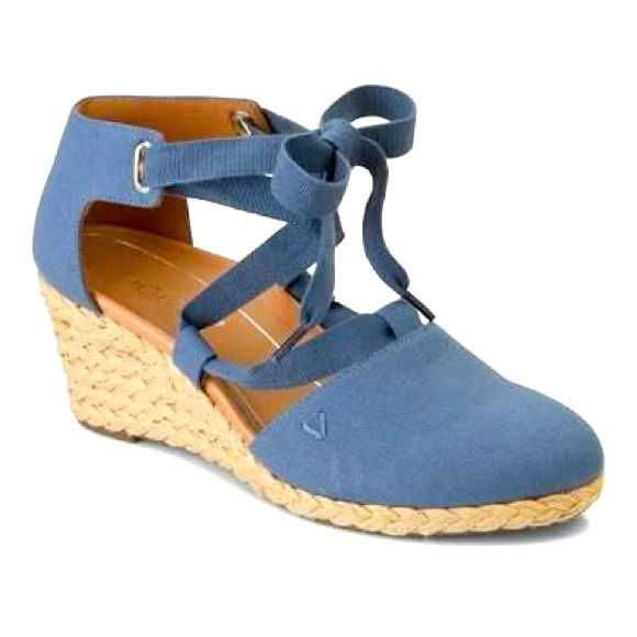VIONIC Aruba Kaitlyn denim Espadrille Wedge Sandals size 8.5 - Picture 1 of 13